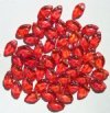 50 12mm Transparent Red, Orange, & Dark Pink Glass Leaf Beads